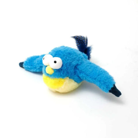 Hot Rechargeable Interactive Simulated Bird Cat Toy Touch Activated Chirping Flapping No Flying Plush Pet Toy for Cats Dogs