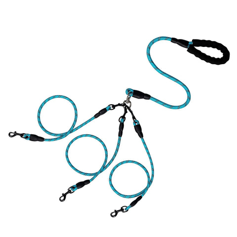 3-in-1 Triple Dog Leash with Padded Handle Multifunction Detachable Nylon Pet Leash for Outdoor Walking Hiking Dog Traction Rope