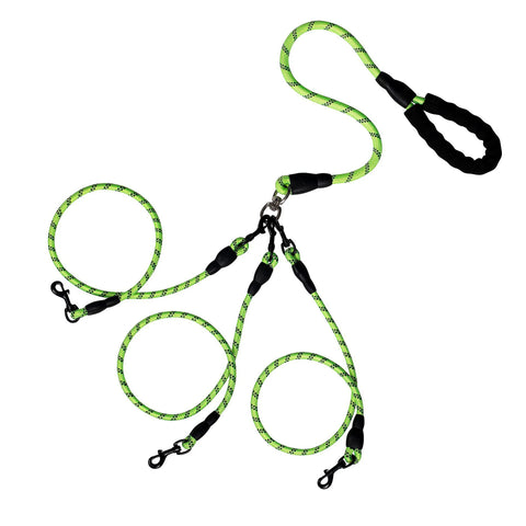 3-in-1 Triple Dog Leash with Padded Handle Multifunction Detachable Nylon Pet Leash for Outdoor Walking Hiking Dog Traction Rope