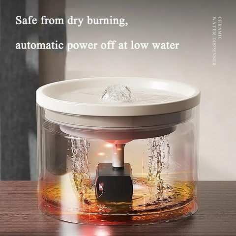 Ceramic Cat Water Fountain 33.82oz/1L Automatic Super Silent Pet Drinking Dispenser with 1 Filters Dog Water Bowl Dispenser