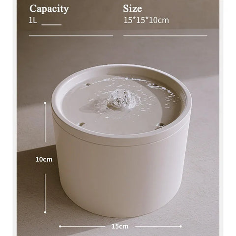 Ceramic Cat Water Fountain 33.82oz/1L Automatic Super Silent Pet Drinking Dispenser with 1 Filters Dog Water Bowl Dispenser
