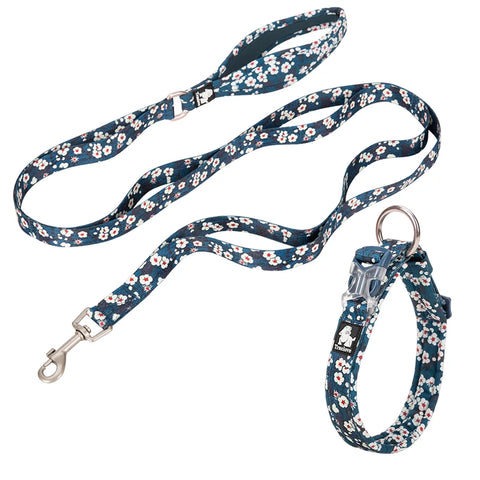 Winhyepet Floral Dog Collar Traveling Walking Outdoors Comfort Padded with Buckle Collar For All Breeds Husky Chihuahua Pitbull