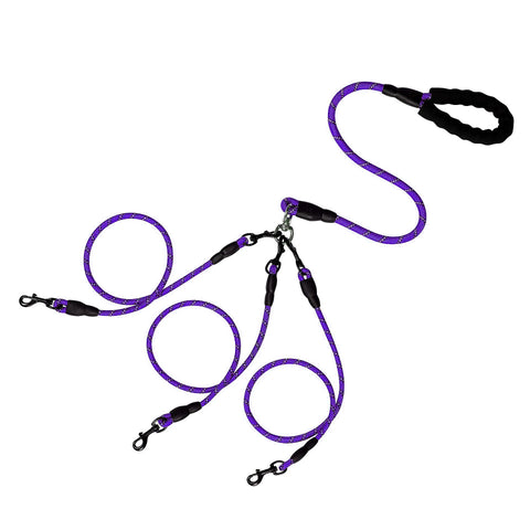 3-in-1 Triple Dog Leash with Padded Handle Multifunction Detachable Nylon Pet Leash for Outdoor Walking Hiking Dog Traction Rope