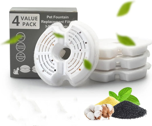 Cat Water Fountain Filter Multiple Filtration Pet Water Fountain Replacement Filters 4/8 Packs